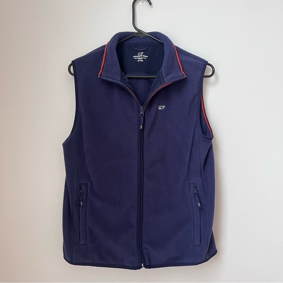 Vineyard Vines Other - Vineyard Vines Boys XL Navy Blue Fleece Full Zip Vest Whale Logo